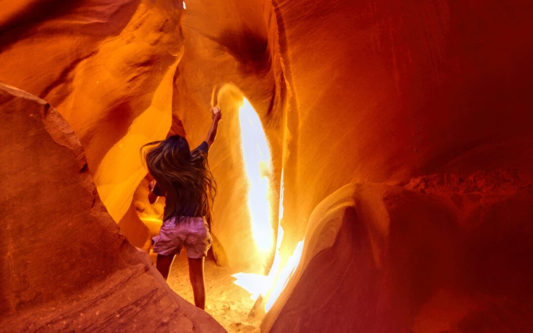 Conjuring a Beam of Light in Antelope Canyon